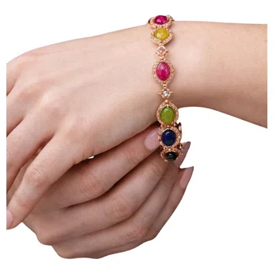 Pre-owned Bochic “capri” Vintage Fancy Sapphire & Ruby Bracelet Set In 18k & Silver In Blue
