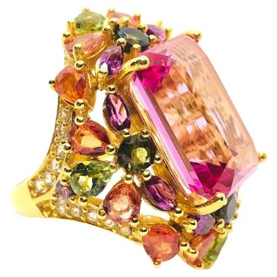 Pre-owned Bochic “capri” Vintage Fancy Sapphires & Amethyst Ring — 18k Gold & Silver In Purple