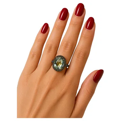 Pre-owned Bochic “capri” Vintage Gray Sapphire & Blue Topaz Ring - 18k Gold & Silver