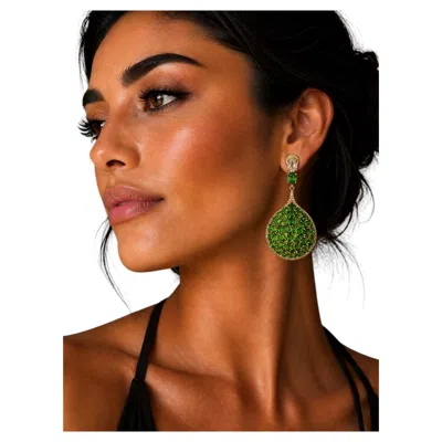 Pre-owned Bochic “capri” Vintage Green Diopside & White Sapphire Earring - 18k Gold & Silv
