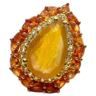 Pre-owned Bochic “capri” Vintage Honey Opal & Orange Citrine Ring — 18k Gold & Silver