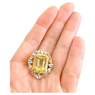 Pre-owned Bochic “capri Vintage Lemon Topaz & Gem Ring Set In 18k Gold & Silver In Multi