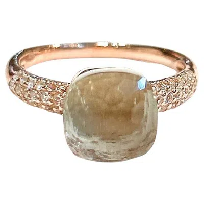 Pre-owned Bochic “capri” Vintage Lemon Topaz Classic Italian Ring Set In 18k Gold & Silver In Multi