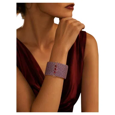 Pre-owned Bochic �capri� Vintage Multi Ruby & Amethyst Bangle Set In 18k Gold & Silver In Purple