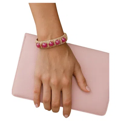 Pre-owned Bochic “capri” Vintage Multi Ruby & Topaz Bracelet Set In 18k Gold & Silver