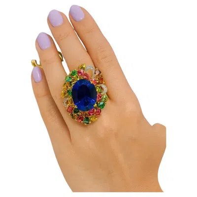 Pre-owned Bochic “capri” Vintage Multi Sapphire, Amethyst & Diamond Ring Set In 18k Gold & In Purple