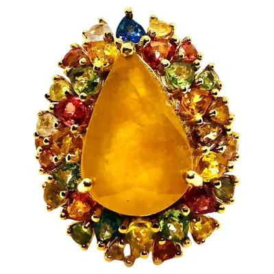 Pre-owned Bochic “capri” Vintage Multi Sapphire & Yellow Sapphire Ring 18k Gold & Silver