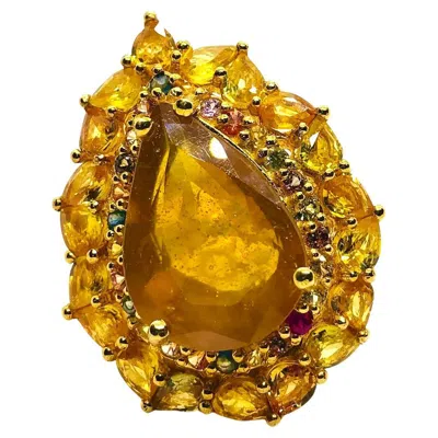 Pre-owned Bochic “capri” Vintage Multi Sapphire & Yellow Sapphire Ring 18k Gold & Silver