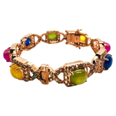 Pre-owned Bochic Capri Vintage Multi-gem Bangle, 18k Gold & Silver, Circa 1997