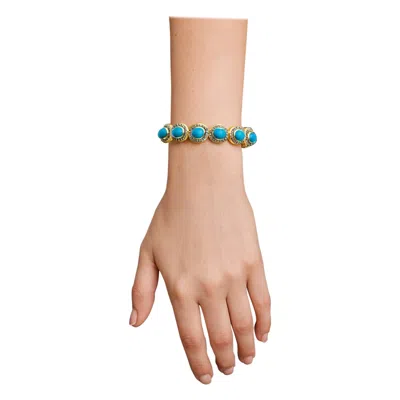 Pre-owned Bochic “capri” Vintage Natural Diamond & Turquoise Bracelet Set In 18k & Silver In Multi
