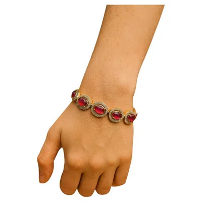 Pre-owned Bochic “capri” Vintage Natural Ruby & Diamond Bracelet Set In 18k & Silver In Multi
