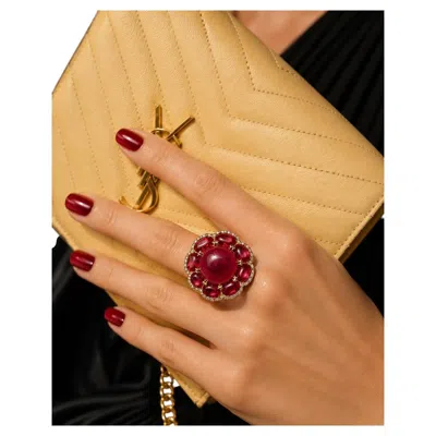 Pre-owned Bochic �capri� Vintage Natural Ruby & Diamond Retro Ring Set In 18k Gold & Silve In Multiple