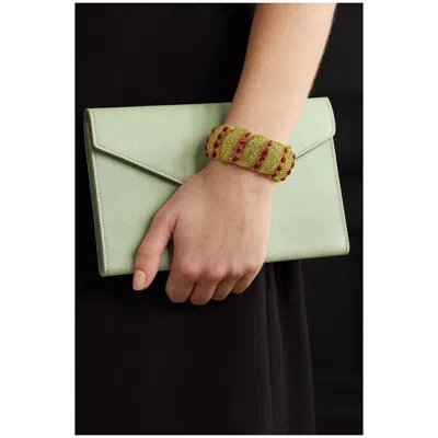 Pre-owned Bochic Capri Vintage Natural Ruby & Peridot Bangle - 18k Gold & Silver, Circa 90 In Multi