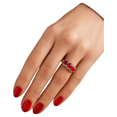 Pre-owned Bochic “capri” Vintage Natural Ruby & Topaz Retro Ring Set In 18k Gold & Silver In Multi