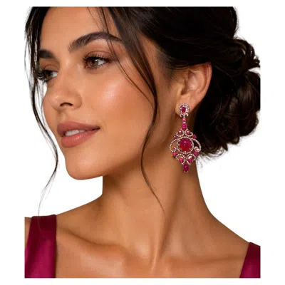 Pre-owned Bochic “capri” Vintage Natural Ruby & White Topaz Earrings 18k Gold & Silver