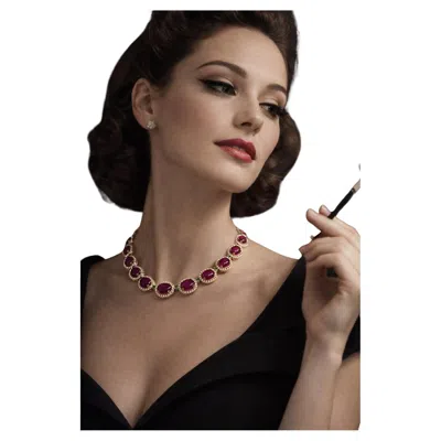 Pre-owned Bochic “capri” Vintage Natural Ruby, White Topaz & Peridot Necklace Set In 18k G