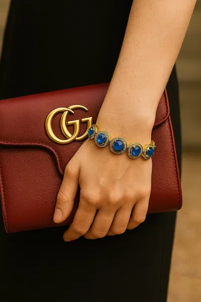 Pre-owned Bochic “capri” Vintage Natural Tanzanite & Diamond Bracelet Set In 18k & Silver In Multi