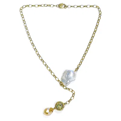 Pre-owned Bochic “capri” Vintage Pearl & Multi Gem Necklace Set In 18k & Silver