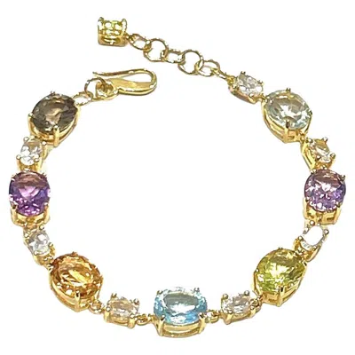 Pre-owned Bochic “capri” Vintage Peridot & Multi Gem Bracelet Set In 18k Gold & Silver