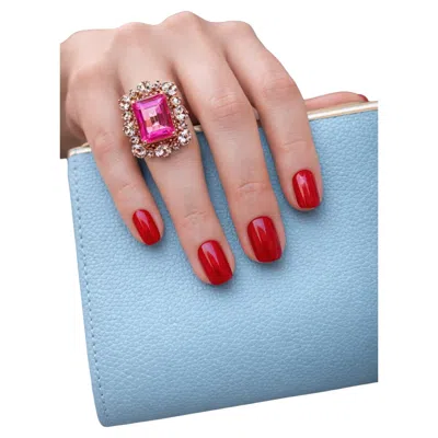 Pre-owned Bochic Capri Vintage Pink & White Topaz Ring In 18k Gold & Silver