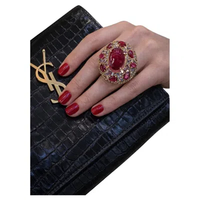 Pre-owned Bochic “capri” Vintage Ruby, Amethyst & Multi Sapphire Ring - 18k Gold & Silver In Purple
