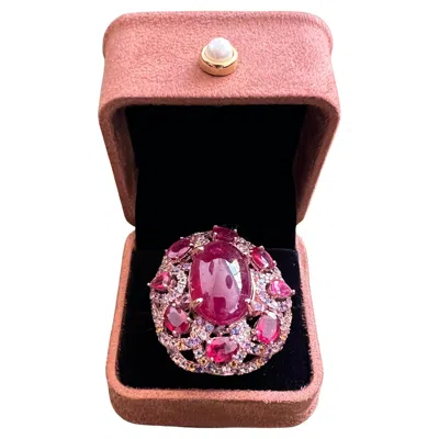Pre-owned Bochic “capri” Vintage Ruby, Amethyst & Multi Sapphire Ring 18k Gold & Silver In Purple