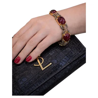 Pre-owned Bochic Capri Vintage Ruby & Blue Sapphire Bracelet, 18k Gold & Silver