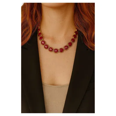 Pre-owned Bochic “capri” Vintage Ruby & Diamond Necklace & Earring Set 18k Gold & Silver In Multi