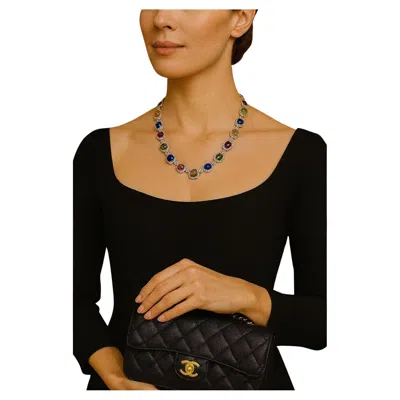 Pre-owned Bochic “capri” Vintage Ruby & Fancy Color Sapphire Necklace Set In 18k & Silver In Blue
