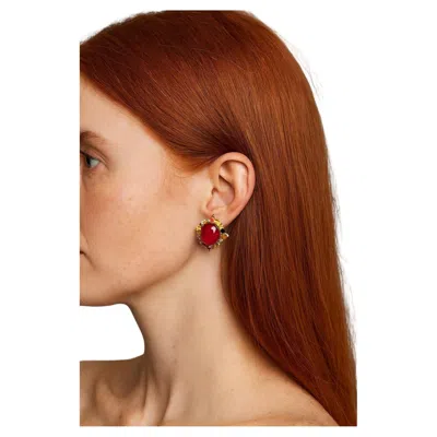 Pre-owned Bochic “capri” Vintage Ruby & Multi Pastel Sapphire Earrings Set In 18k Gold & In Blue