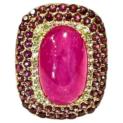 Pre-owned Bochic “capri” Vintage Ruby & Pink Sapphire Ring Set 18k Gold & Silver
