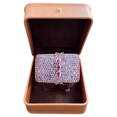 Pre-owned Bochic “capri” Vintage Ruby & Purple Amethyst Bangle Set In 18k Gold & Silver