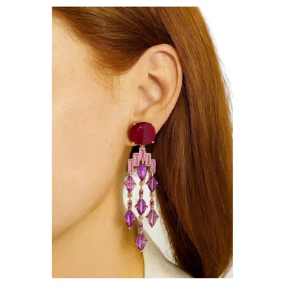 Pre-owned Bochic “capri” Vintage Ruby & Purple Amethyst Earrings Set In 18k Gold & Silver