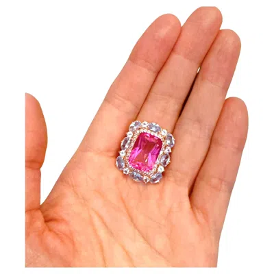 Pre-owned Bochic “capri” Vintage Ruby & Tanzanite Ring Set In 18k Gold & Silver In Multi