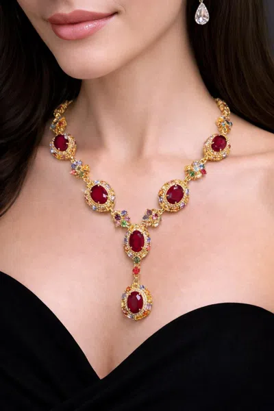 Pre-owned Bochic “capri” Vintage Ruby & Yellow Sapphire Necklace - 18k & Silver