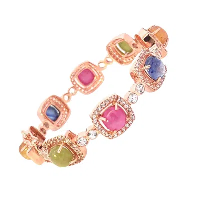 Pre-owned Bochic “capri” Vintage Ruby, Multi Sapphire & Diamond Set 18k Gold & Silver In Blue