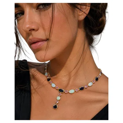 Pre-owned Bochic “capri” Vintage Ruby, Sapphire & Blue Opal Necklace - 18k Gold & Silver