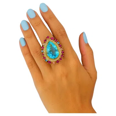 Pre-owned Bochic “capri” Vintage Ruby, Sapphires & Diamond Ring Set In 18k Gold & Silver In Multi
