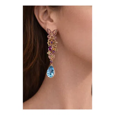Pre-owned Bochic “capri” Vintage Sapphire, Amethyst & Peridot & Blue Topaz 18k Gold & Silv In Purple