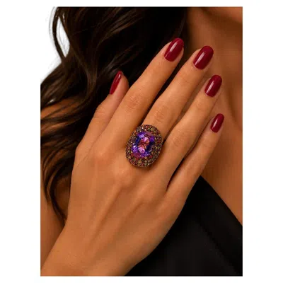 Pre-owned Bochic “capri” Vintage Sapphire & Amethyst Ring 18k Gold & Silver - 18k Gold $ S In Purple