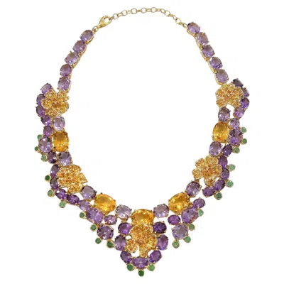 Pre-owned Bochic “capri” Vintage Sapphire, Emerald, & Citrine Set In 18k Gold & Silver In Multi