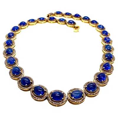 Pre-owned Bochic “capri” Vintage Tanzanite & Diamond Necklace Set 18k Gold & Silver In Multi