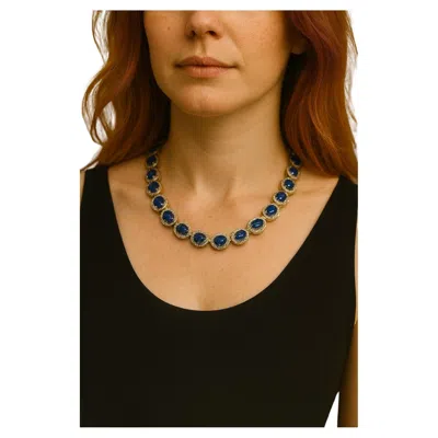 Pre-owned Bochic “capri” Vintage Tanzanite & Diamond Necklace Set 18k Gold & Silver In Multi