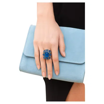 Pre-owned Bochic “capri” Vintage Tanzanite & Diamonds Retro Ring Set 18k Gold & Silver In Multi