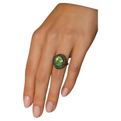 Pre-owned Bochic “capri” Vintage Yellow Sapphire & Topaz Retro Ring Set In 18k Gold & Silv