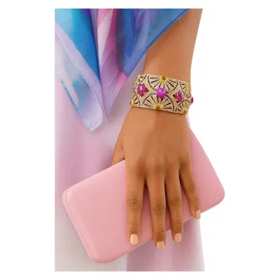 Pre-owned Bochic “capri” Vintgae Ruby, Amethyst & Sapphire Cuff Set In 18k & Silver In Purple