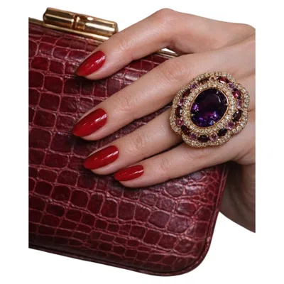Pre-owned Bochic “flamenco” Vintage Diamond, Amethyst & Fancy Gem Ring 18k Gold & Silver In Purple