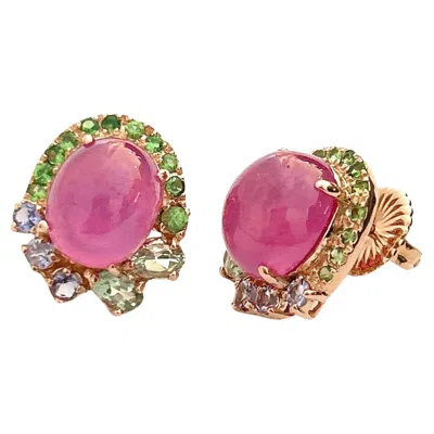 Pre-owned Bochic “flamenco” Vintage Ruby & Multi Gemearrings Set 18k Gold&silver