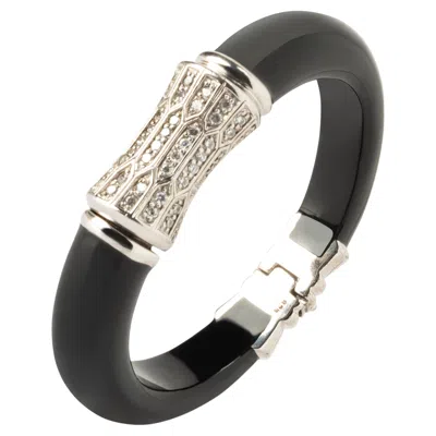 Pre-owned Bochic Miriam Salat Art Deco Style Sterling Silver, Black Resin Magnetic Bangle