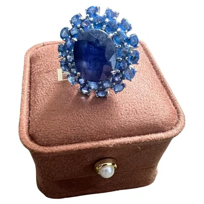 Pre-owned Bochic “orient” Natural Blue Multi Sapphire Set In 18k White Gold & Silver